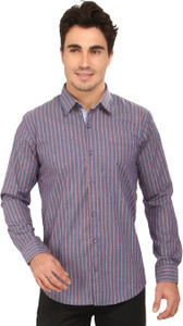 Bombay Casual Jeans Men's Striped Casual Grey, Maroon Shirt