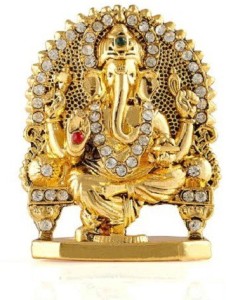 kulin god ganesh | ganpati | lord ganesha idol | statue for car dashboard | home decor | gifting decorative showpiece  -  5 cm(alloy, gold)