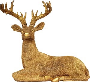 art n hub fengshui luck symbol deer animal statue interior décor gift item(h-38 cm) decorative showpiece  -  38 cm(earthenware, gold)