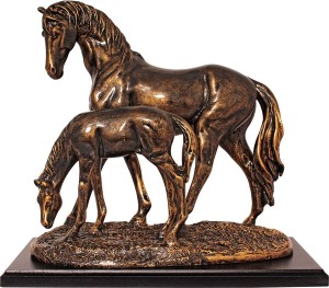 art n hub fengshui horse couple pet animal statue home interior gift item(h-29 cm) decorative showpiece  -  29 cm(earthenware, brown)