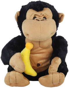RMA Gorilla Monkey with Banana, Black - 30 cm