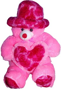 s s mart Pink Teddy Bear with Cap & Heart3 Feet  - 90 cm