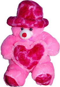 s s mart Pink Teddy Bear with Cap & Heart3 Feet - 90 cm