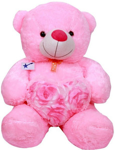 s s mart Pink seating Teddy Bear with Heart 3 Feet - 90 cm