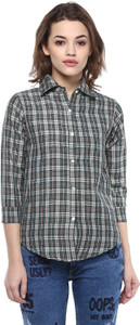 Mayra Women's Checkered Casual Grey Shirt