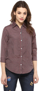 Mayra Women's Checkered Casual Purple Shirt