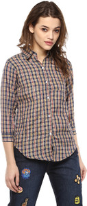 Mayra Women's Checkered Casual Brown Shirt