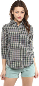 Mayra Women's Checkered Casual Grey Shirt