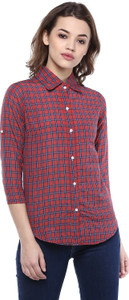 Mayra Women's Checkered Casual Red Shirt