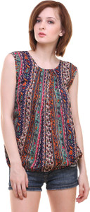 BuyNewTrend Casual Sleeveless Floral Print Women's Multicolor Top