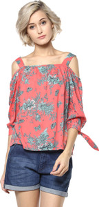 Harpa Casual 3/4th Sleeve Floral Print Women's Pink Top