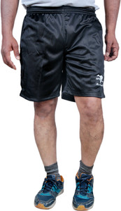 HPS Sports Solid Men & Women Black Sports Shorts