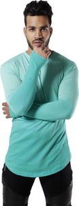 Fugazee Solid Men Round Neck Light Blue T-Shirt