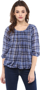 Mayra Casual 3/4th Sleeve Printed Women's Light Blue Top