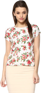 Mayra Casual Short Sleeve Printed Women's White Top