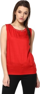 Mayra Casual Sleeveless Solid Women's Red Top