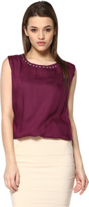 Mayra Casual Sleeveless Solid Women's Maroon Top