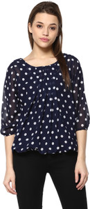 Mayra Casual 3/4th Sleeve Printed Women's Dark Blue Top