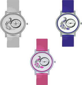 CM Beautiful Stylish Printed Peocock White Dial Attractive Look Glory Latest Collection 005 Stylish Pattern Corporate Imperial Analog Watch - For Women