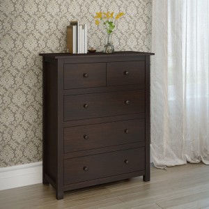 urban ladder evelyn solid wood free standing chest of drawers(finish color - dark walnut)
