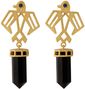 Voylla Artificial Classic Plain Crystal Brass Dangle Earring