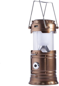 Wonder World ™ LED Hand Lamp Portable Led Solar Collapsible Camping Tent Lights Rechargeable Emergency Brown Plastic Lantern
