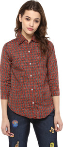 Mayra Women's Checkered Casual Red Shirt