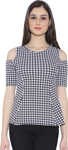 Chimpaaanzee Casual Short Sleeve Printed Women's White Top