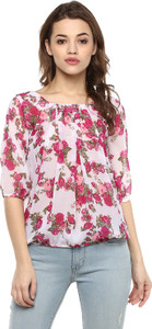 Mayra Casual 3/4th Sleeve Printed Women's Pink Top