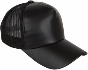 Friendskart Half Net Baseball Cap Front side leather material Cap For Boys And Girls Cap
