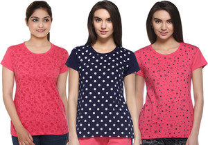 Shaun Printed Women's Round Neck Multicolor T-Shirt