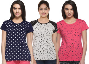 Shaun Printed Women's Round Neck Multicolor T-Shirt