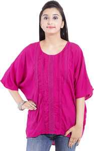Goodwill Impex Casual Short Sleeve Solid Women's Pink Top