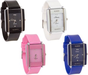 Spinoza glory black white blue and pink square women Analog Watch  - For Girls