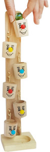 Trinkets & More - Wooden Marble Slider Toy (4 Marbles) | Smiling Cartoon Themed | Montessori Early Educational Toys | Kids 3 + Years