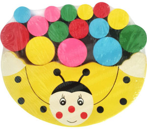 Trinkets & More - Wooden Balancing Game | Cartoon Themed Moon Shaped Disk | 15 Cylinder Blocks Stacking Game | Educational Toys Kids 3+ Years