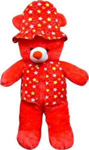 s s mart 3 Feet Red Teddy Bear with colourful Cap & Jacket  - 90 cm