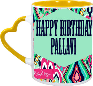 Muggies Magic Pallavi Name Happy Birthday Gift Ceramic Mug 325 Ml