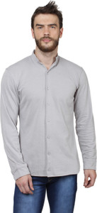 Sayitloud Men's Solid Casual Grey Shirt