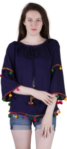 Jollify Casual 3/4th Sleeve Embroidered Women's Multicolor Top