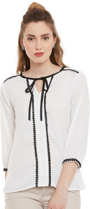 I Know Casual 3/4th Sleeve Solid Women's White Top