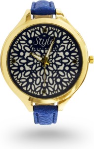 Style Feathers Blue Flower Dial Analog Watch  - For Women