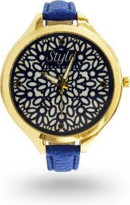 Style Feathers Blue Flower Dial Analog Watch - For Women