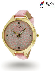 Style Feathers Pink Flower Analog Watch - For Women