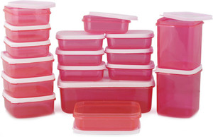 MasterCook 17 Pieces Pink - 200 ml, 330 ml, 1630 ml, 150 ml, 500 ml, 700 ml Polypropylene Food Storage