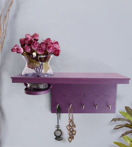 Tied Ribbons Wall Shelf cum Wooden Key Holder