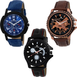 Armado AR-135282 Combo Of 3 Elegant Analog Watch - For Men
