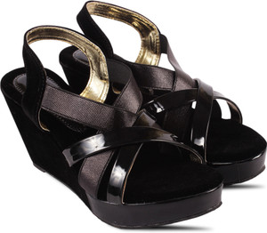 Anand archies women's black wedges clearance
