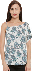Gritstones Casual Batwing Sleeve Printed Women's White Top