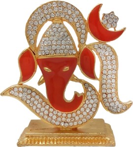 art n hub lord ganesha & om sign idol home décor pooja statue gift item decorative showpiece  -  6 cm(brass, gold, multicolor)